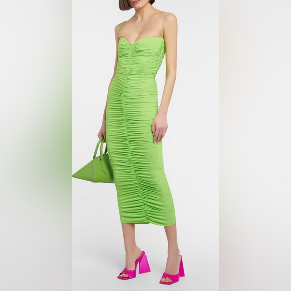 Alex Perry Everett Ruched Maxi Dress in Green Apple - Picture 3 of 16